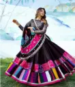 Black Color Digital Printed with Mirror Work Navaratri Chaniya Choli  - with Fully Stitched Blouse