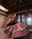 Red and Black Designer Printed Lehenga Choli - with Fully Stitched Blouse