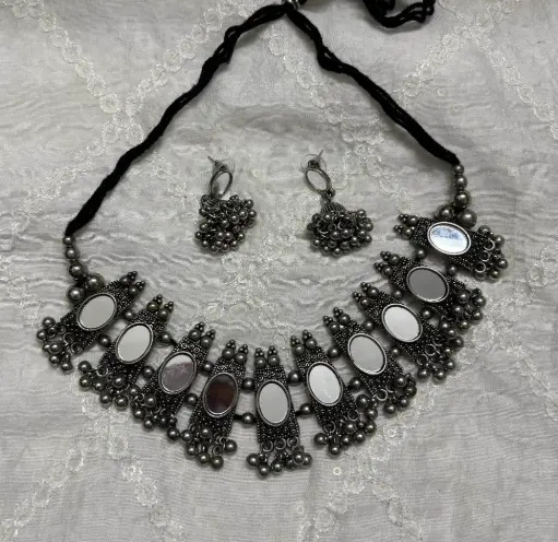 Mirror Work Tribal Necklace Set